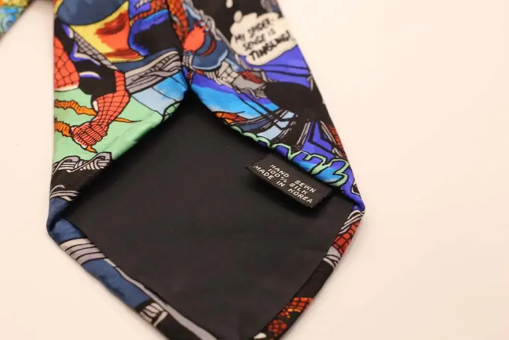 Vintage 1992 Nicole Miller Marvel Spider-Man Comic Print 100% Silk Necktie